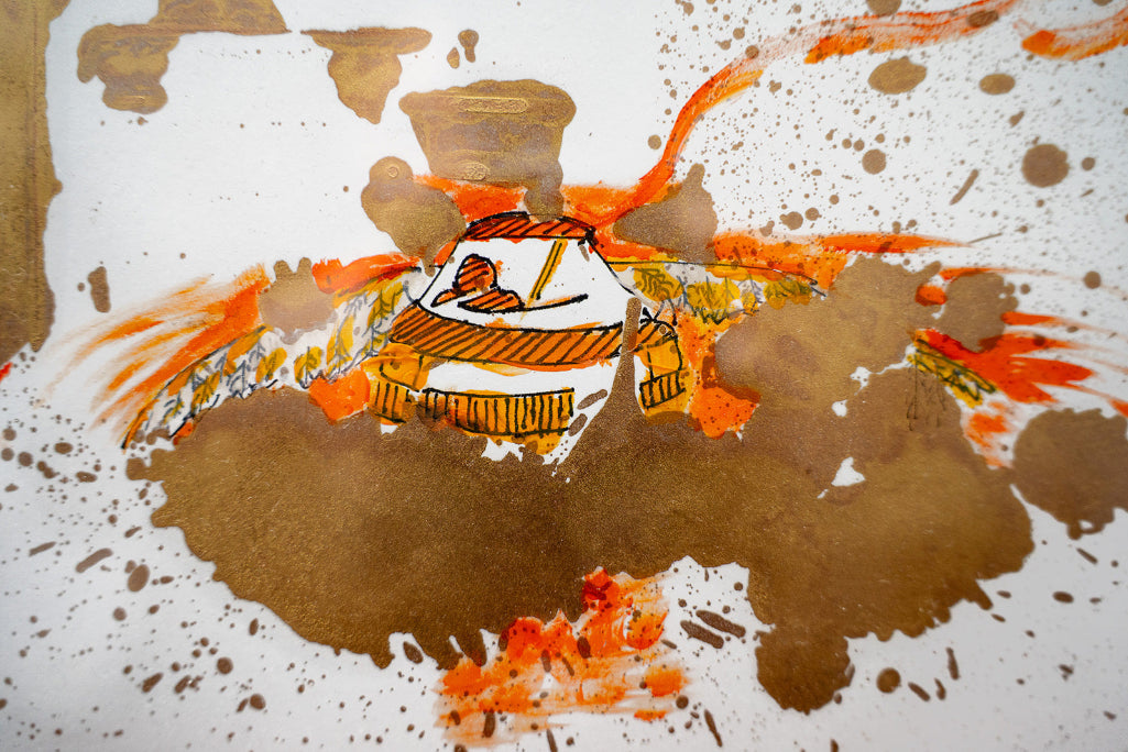 orange and brown painting
